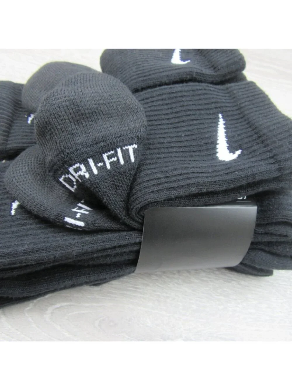 Nike Everyday Plus Dri-Fit Black Crew Socks (6 Pk) Womens 6-10 / Youth 5Y-7Y NEW